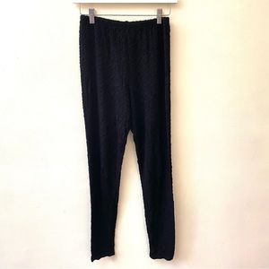 Tianello black textured pull on casual leggings size XS